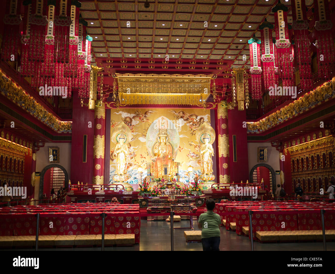 Interno del Dente del Buddha reliquia tempio, Singapore, Asia Foto Stock