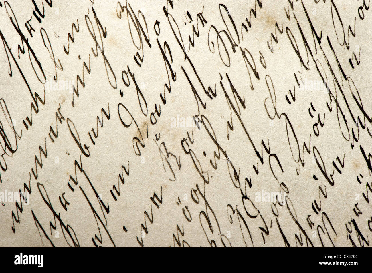 Antico manoscritto con grafia vintage abstract grungy sfondo della carta Foto Stock