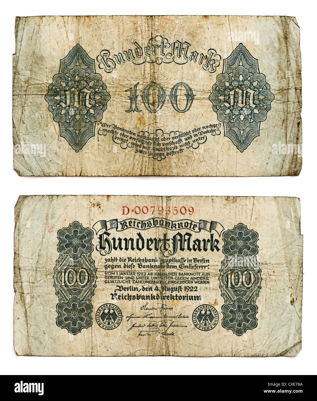 Antico tedesco un centinaio di contrassegnare la banconota Foto Stock