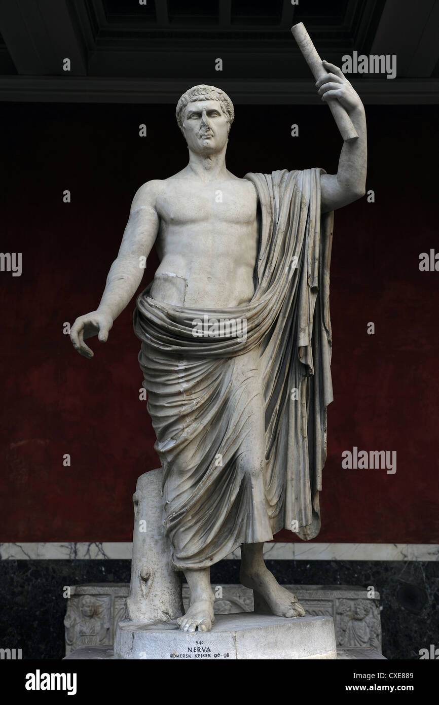Nerva (27-98). Imperatore romano da 96 a 98. La scultura. Di epoca imperiale. Ny Carlsberg Glyptotek. Copenhagen. La Danimarca. Foto Stock