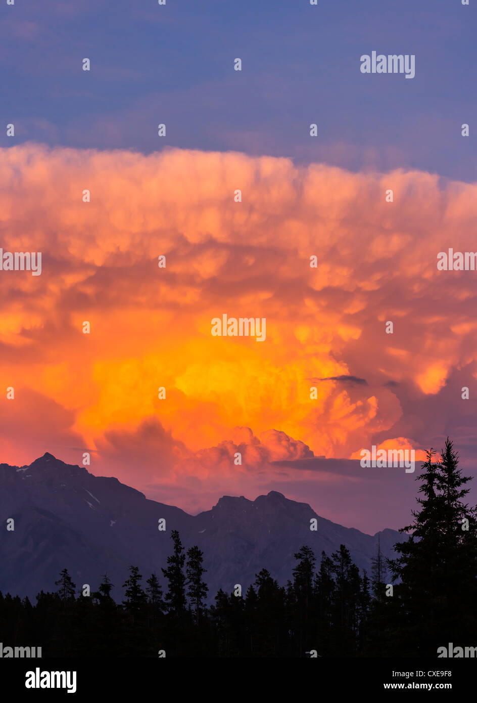ALBERTA, CANADA - Le nuvole al tramonto vicino a Banff. Foto Stock