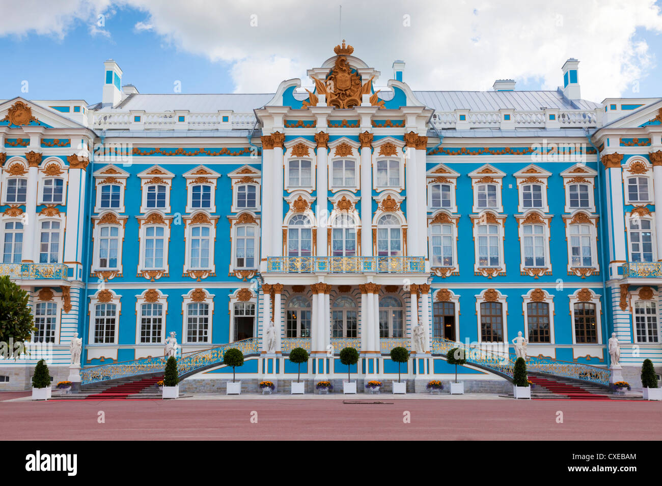 Il Palazzo di Caterina il rococò residenza estiva degli Zar russo che si trova nella città di Carskoe Selo (Pushkin) Russia Foto Stock