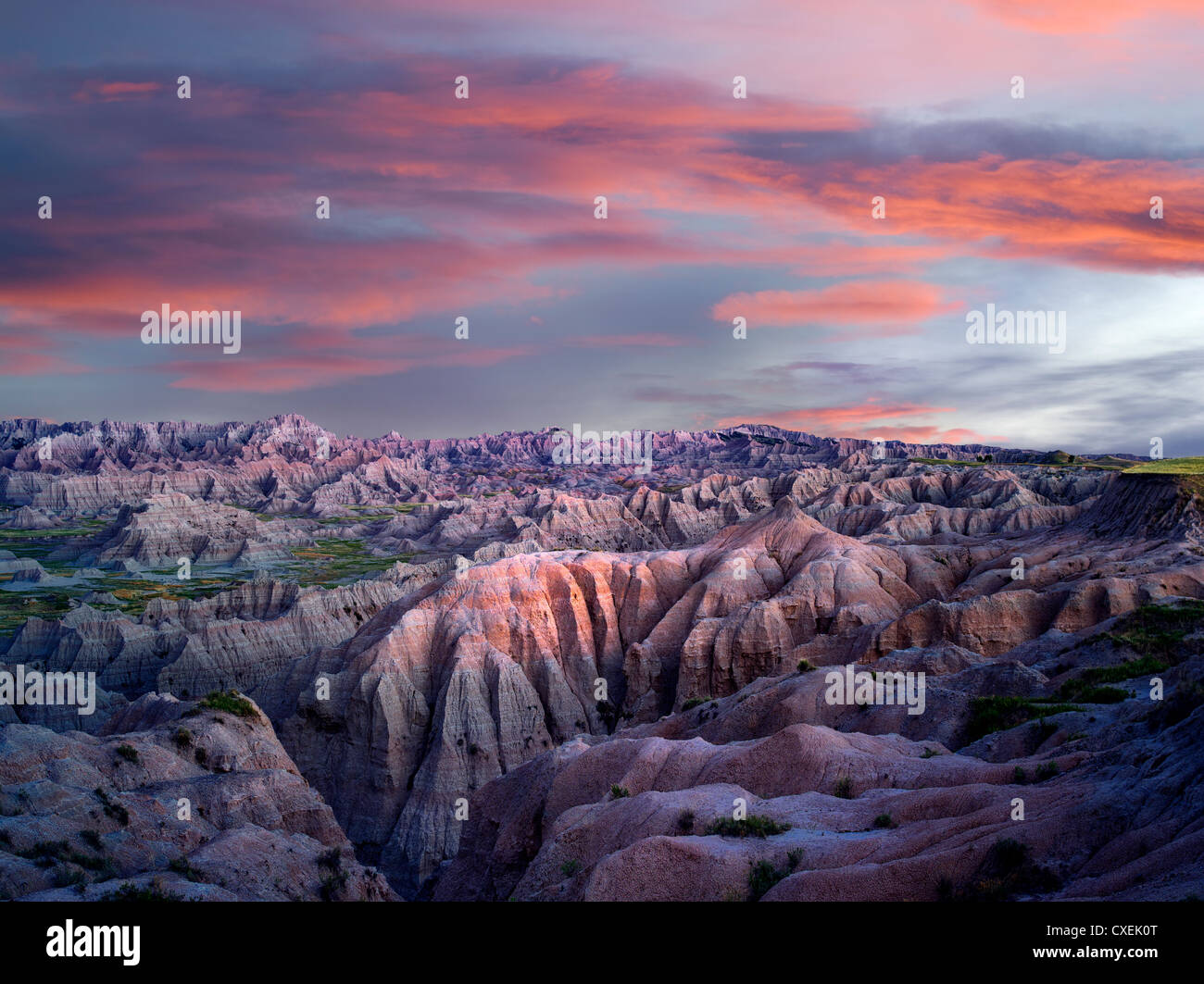 Formazioni colorate nel Parco nazionale Badlands, Dakota del Sud Foto Stock