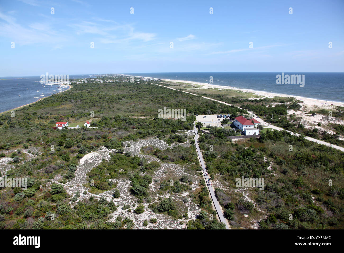 Vista est da Fire Island Lighthouse, Fire Island National Seashore, NY, STATI UNITI D'AMERICA Foto Stock