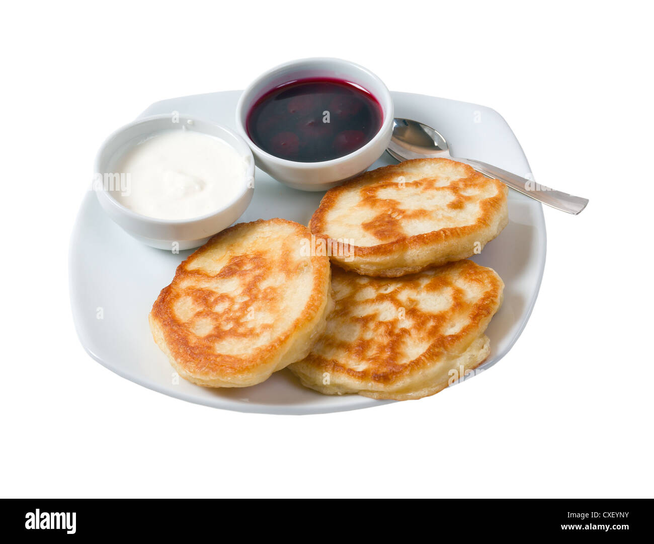 Pasto mattutino.pancake Foto Stock
