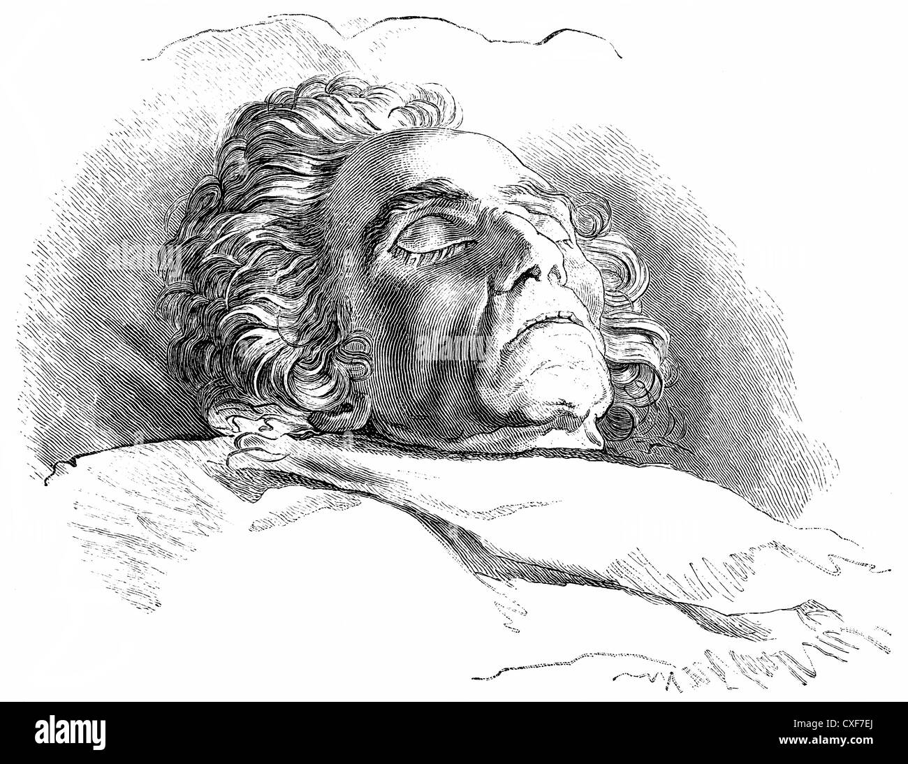 I morti Ludwig van Beethoven, 1770 -1827, un compositore tedesco della prima scuola viennese, Foto Stock