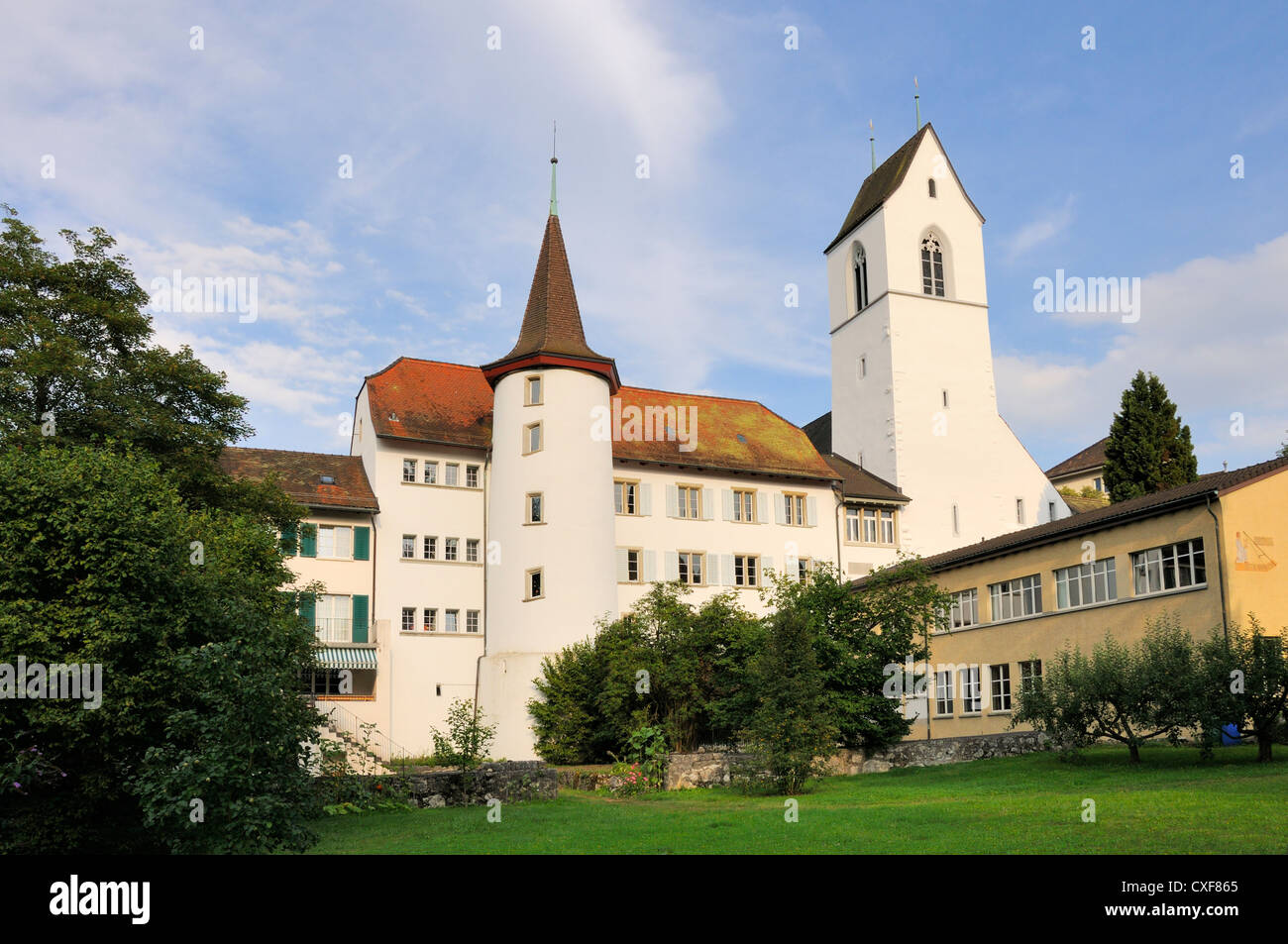 Brugg, Svizzera. Reformierte Stadtkirche / Chiesa riformata protestante. Foto Stock