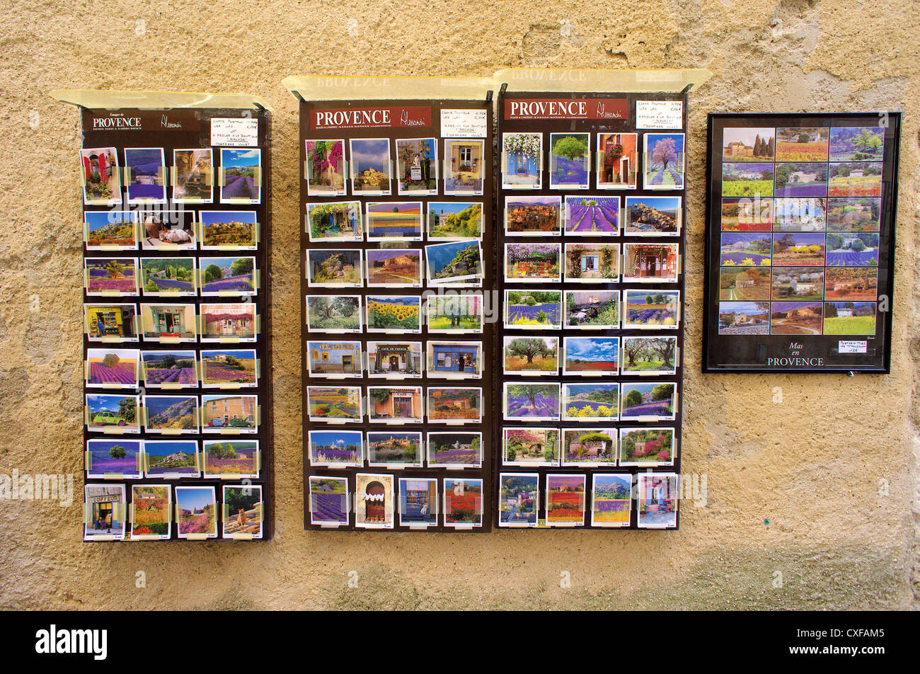 Cartoline provenzale Rousillon village Provence Vaucluse Francia Foto Stock