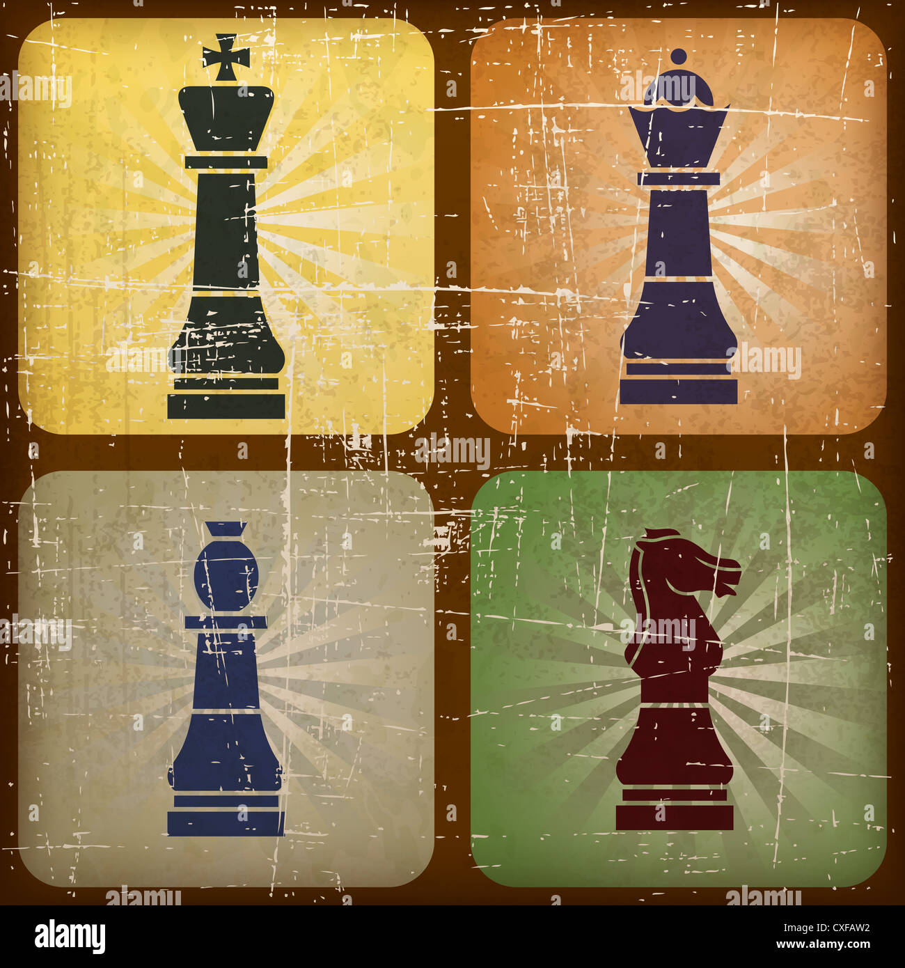 Illustrazione vintage a scacchi con effetto grunge Foto Stock