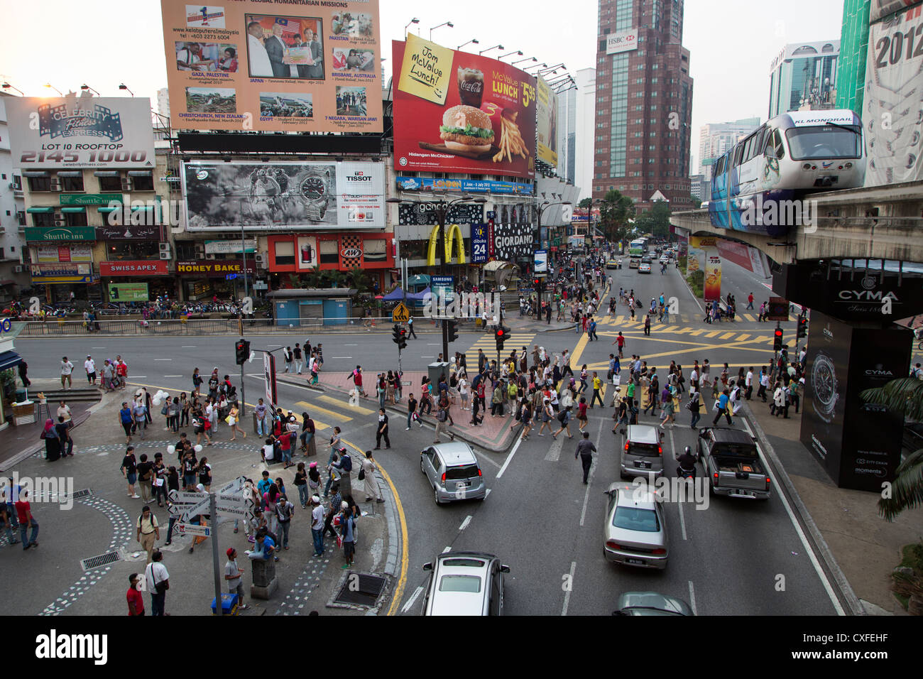 Bukit Bintang nel centro di Kuala Lumpur, la capitale della Malesia Foto Stock