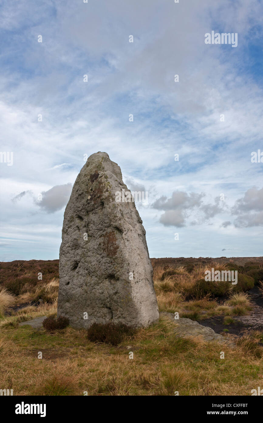 Millennium pietra tra Rosedale e Blakey Ridge, North Yorkshire. Foto Stock