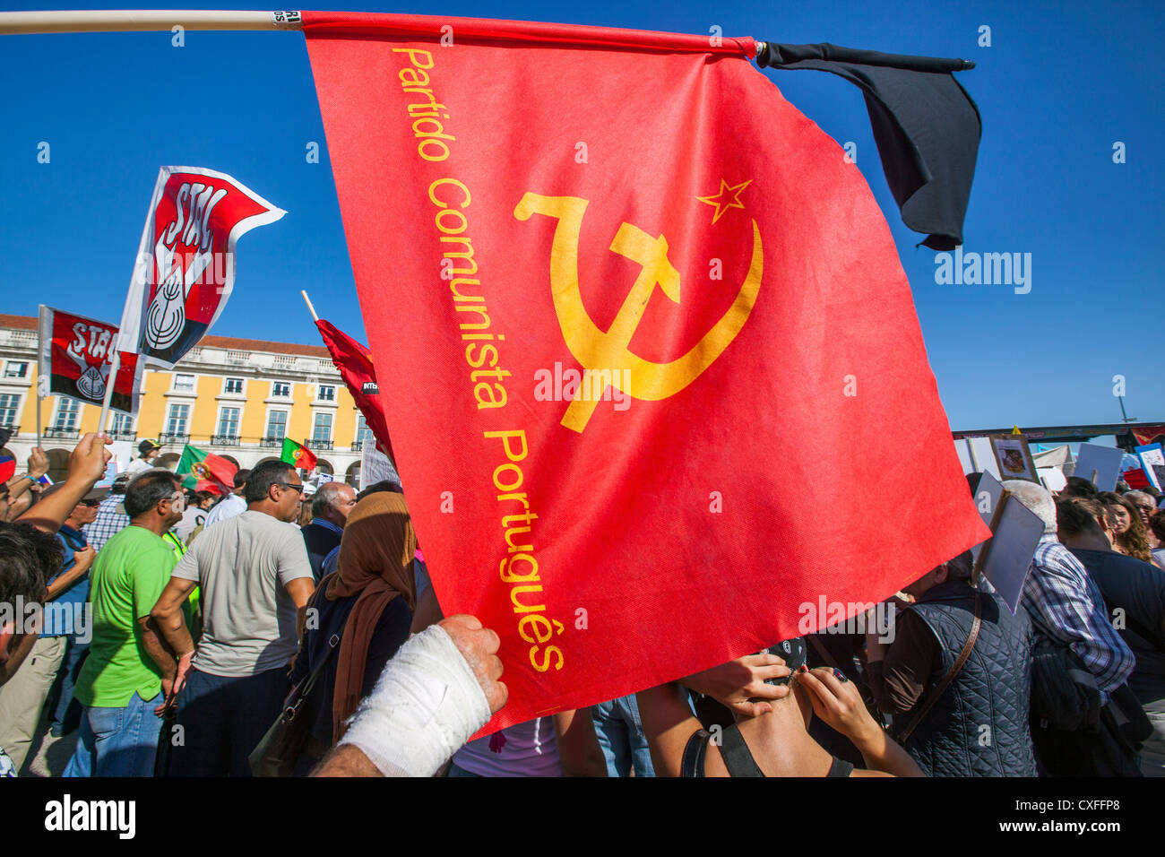 CGTP proteste in Lisbona, 29 settembre 2012, Portogallo Foto Stock