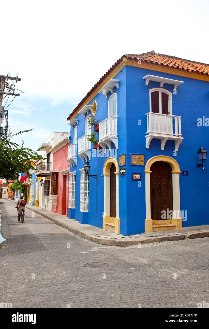 Scena di strada in Cartagena de Indias, Colombia. Foto Stock