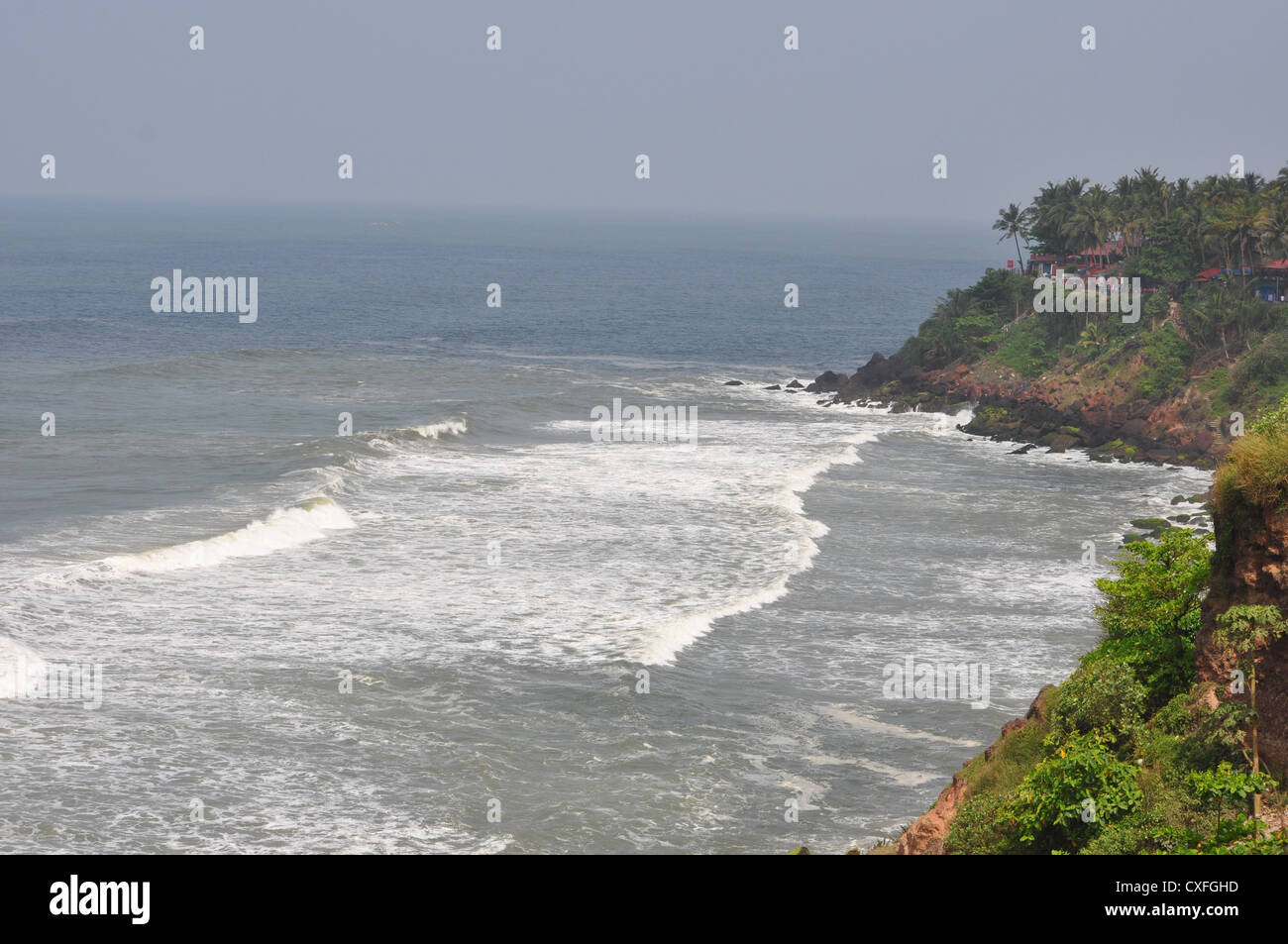 La spiaggia e la scogliera di Varkala Kerala, India Foto Stock