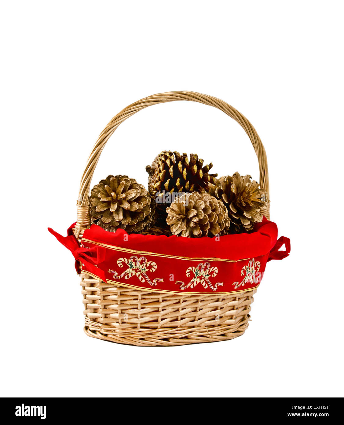 Cesto Natalizio di pigne Foto Stock