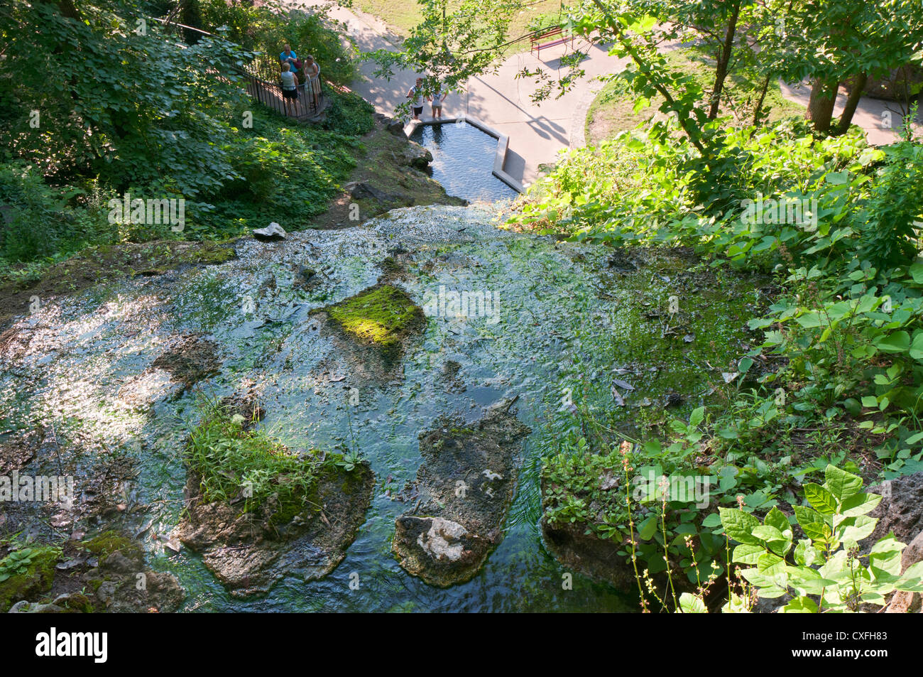 Arkansas, Hot Springs, parco nazionale di Hot Springs, terrazze in tufo, hot springs cascata Foto Stock