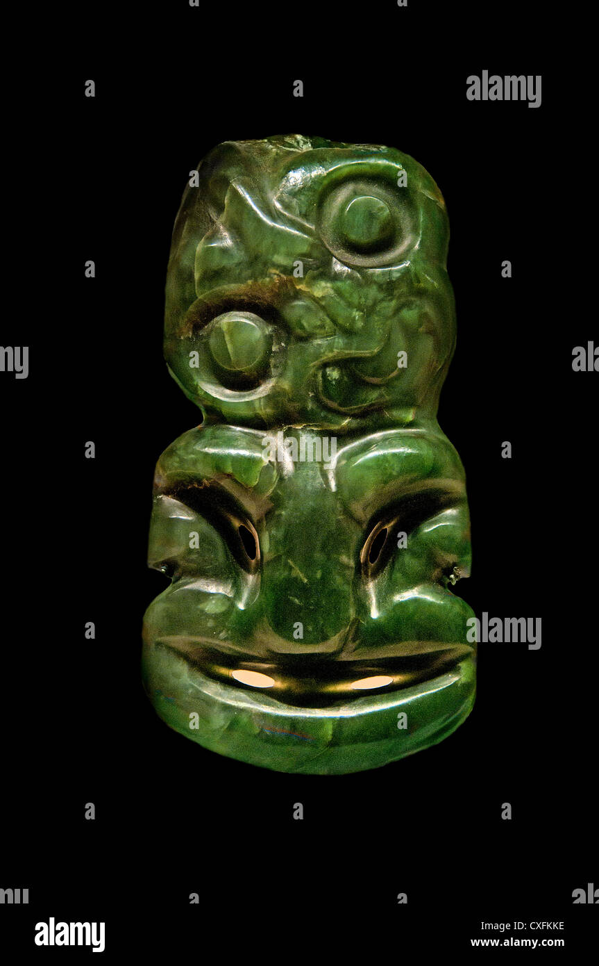 Ciondolo Hei Tiki persone Maori Aotearoa Nuova Zelanda xviii secolo greenstone Foto Stock