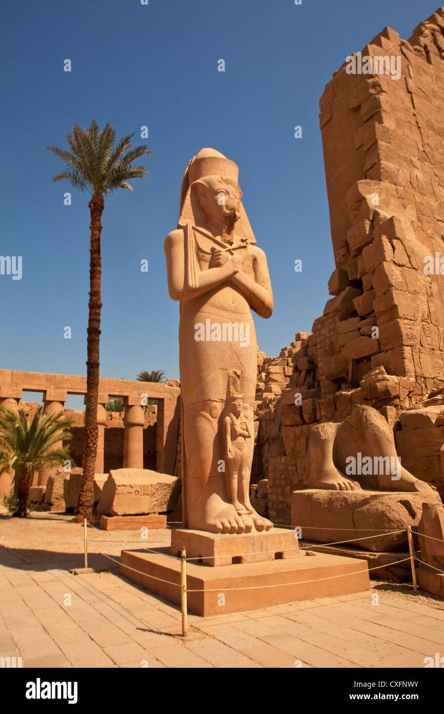 Ramses II statua, Tempio di Karnak Luxor Egitto, Africa Foto Stock
