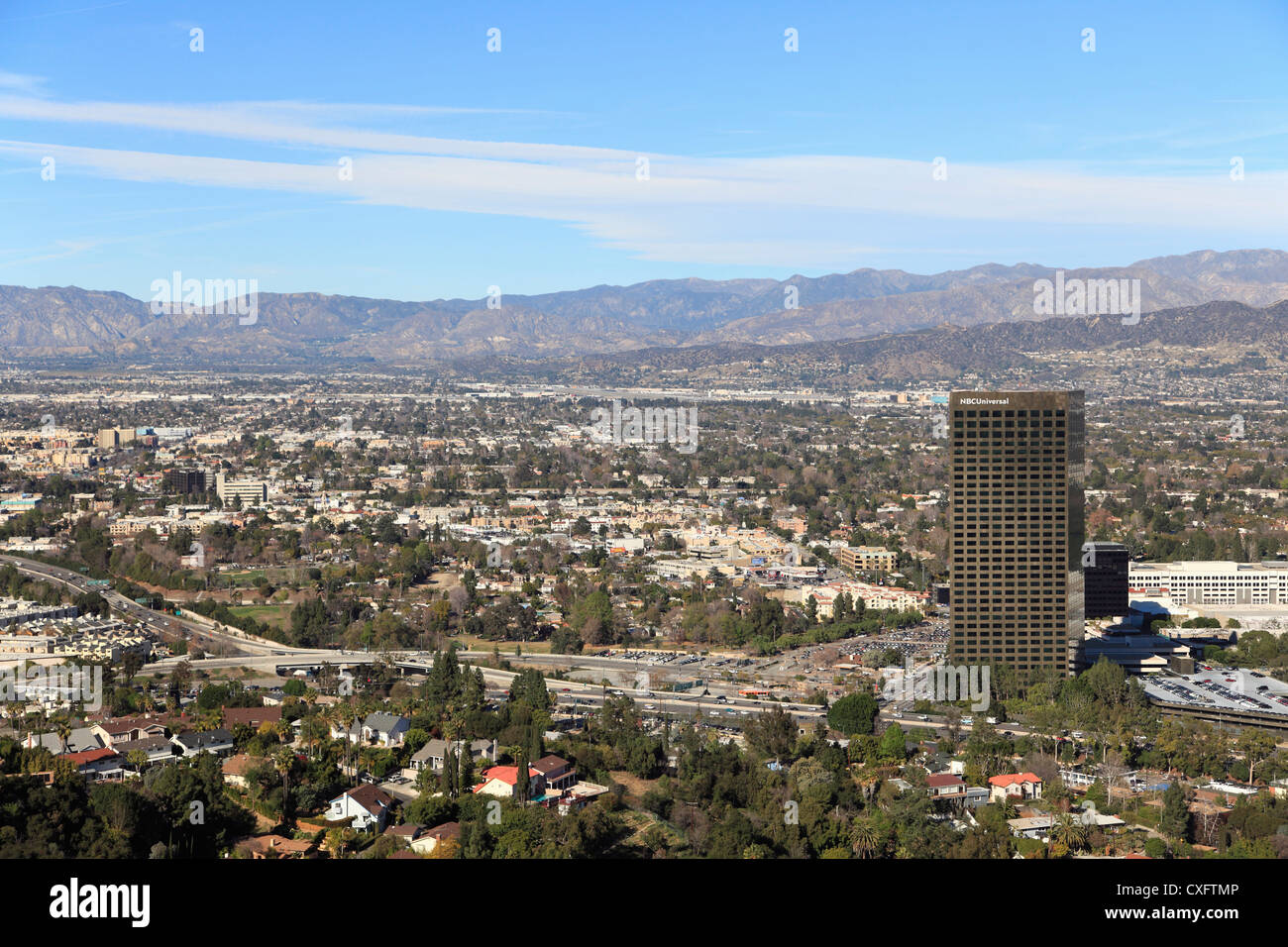 Valle di San Fernando, montagne di San Gabriel, Burbank, Los Angeles, California, Stati Uniti d'America Foto Stock