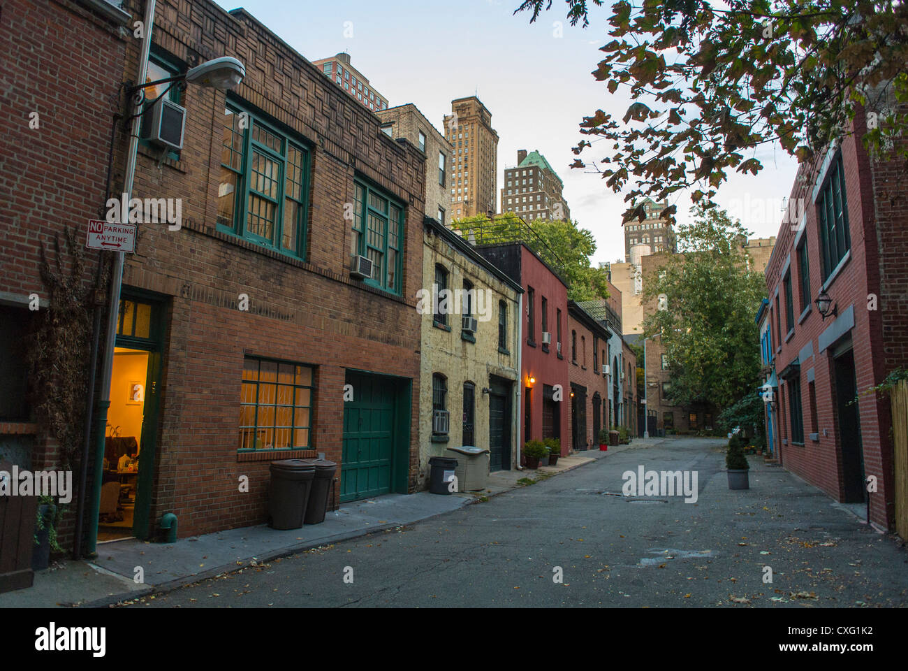 New York, New York, Stati Uniti, Brooklyn Heights, Street Scenes, case a schiera, "Row House", Brown Stone, Old Mews ospita la città, l'esterno del loft di brooklyn, la strada delle abitazioni per famiglie è vuota Foto Stock