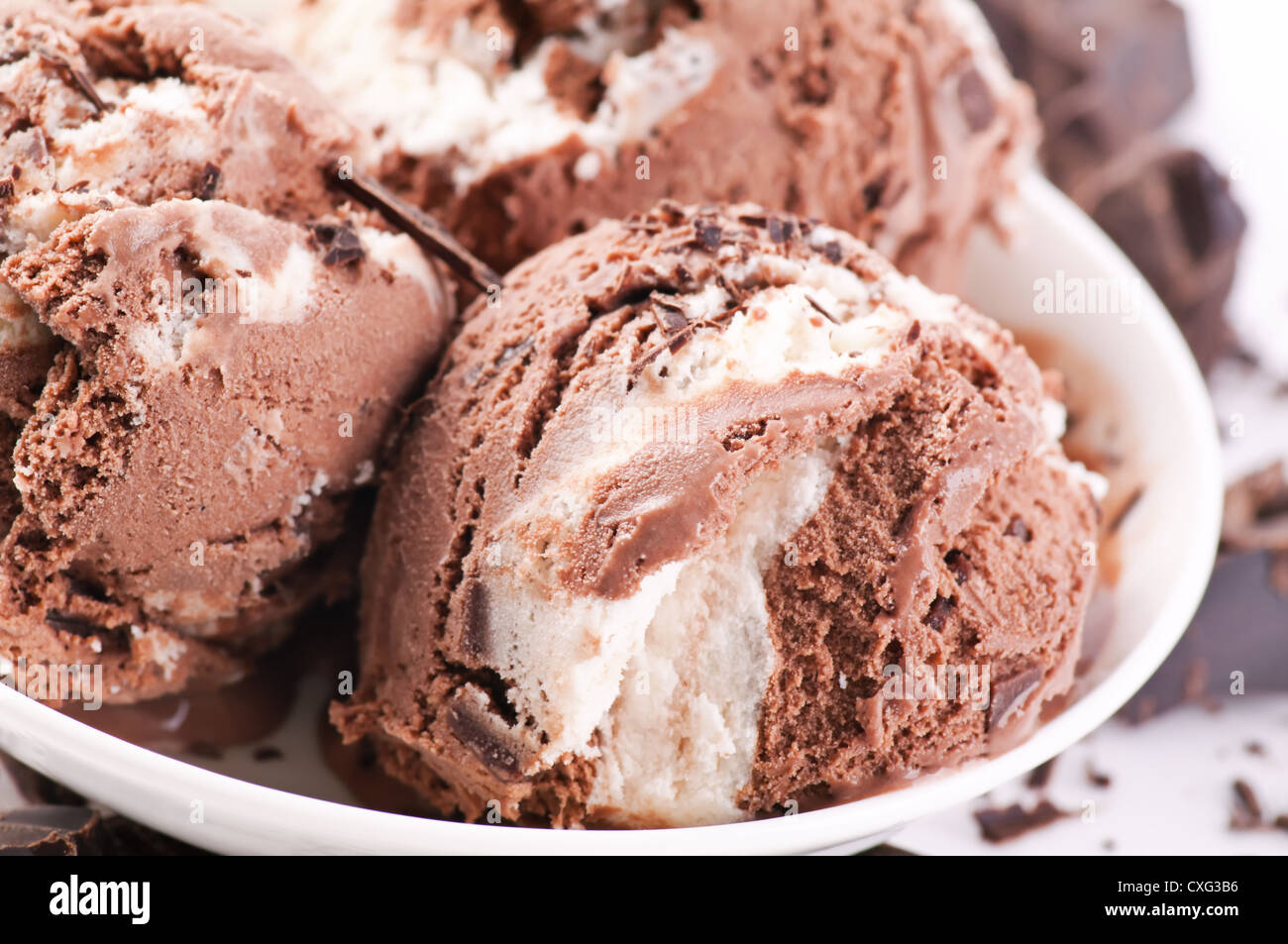 La vaniglia gelato al cioccolato sessole Foto Stock