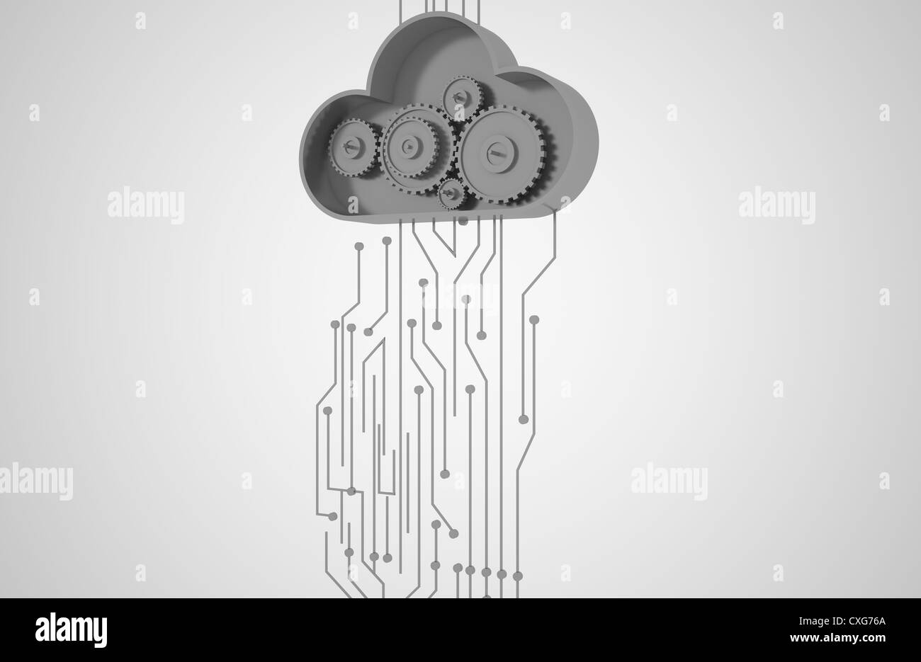 Circuito elettrico con sistema di cloud Foto Stock