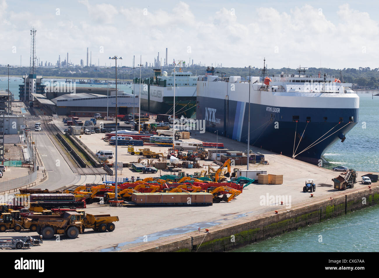 Southampton docks. veicolo transporter terminale. Inghilterra Regno Unito Foto Stock
