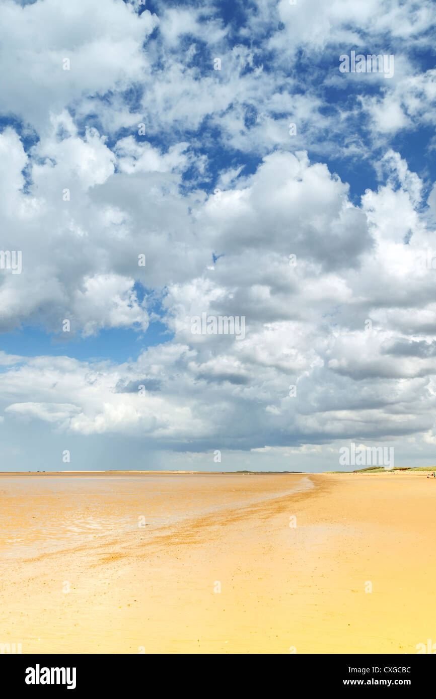 La spiaggia di sabbia a Brancaster bay, North Norfolk in estate. Foto Stock