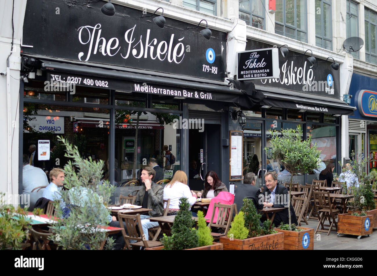 Iskele ristorante mediterraneo, Whitecross Street, Clerkenwell, Londra, Inghilterra Foto Stock