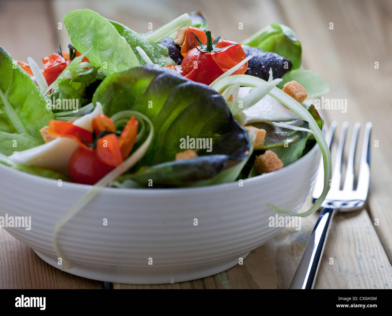 Insalata fresca con tomatoer e mozzarella di bufala Foto Stock