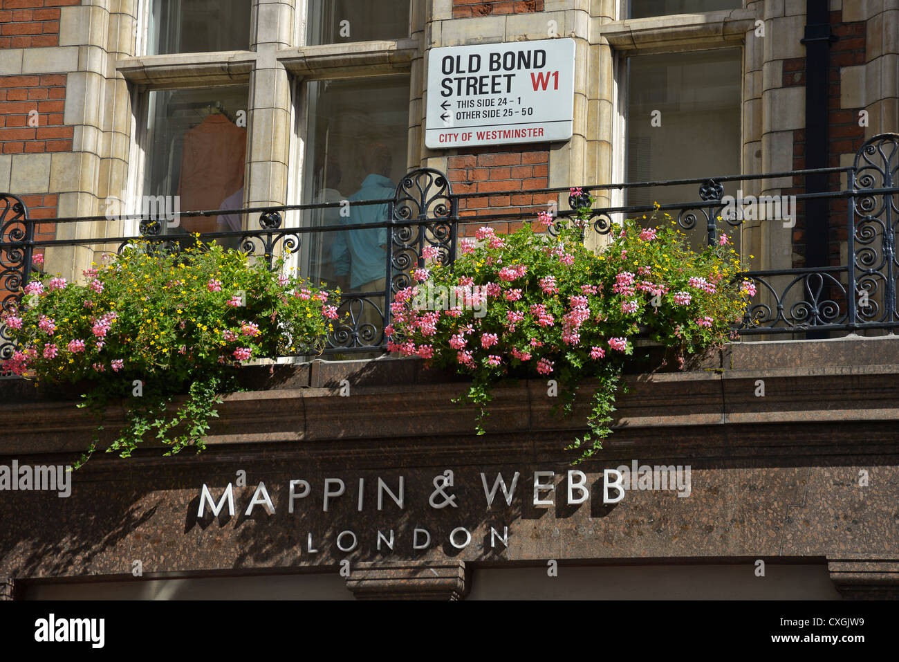 Shop segno in Old Bond Street, Londra. Foto Stock