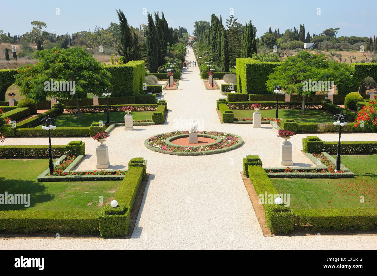 Giardini Bahai vicino alla città di Acri, Israele Foto Stock