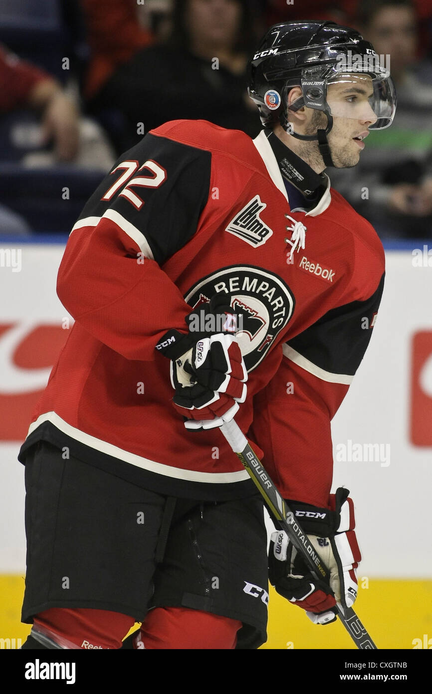 QMJHL (LHJMQ) hockey foto del profilo su Quebec Remparts Pierre-Maxime Poudrier 30 Settembre 2012 all'Colisee Pepsi Foto Stock