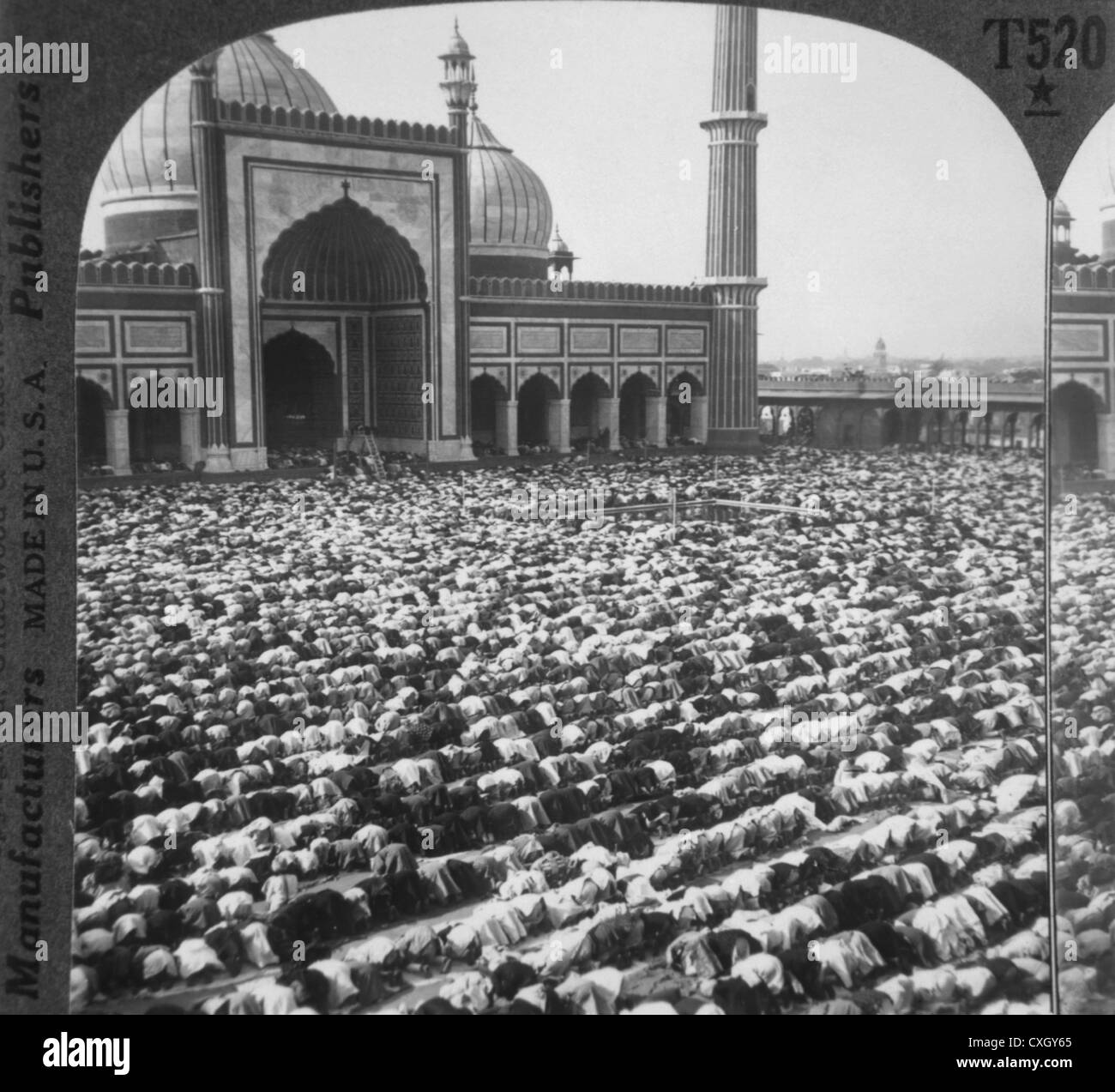 Musulmani alla preghiera, Jama Masjid moschea, Delhi, India, circa 1900 Foto Stock