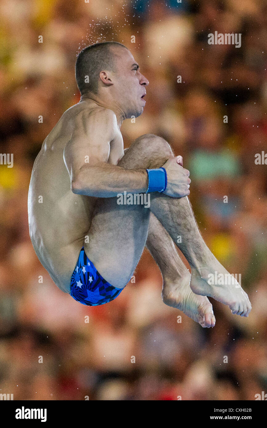Gleb Galperin (RUS) concorrenti in 10m Platform diving alla Olimpiadi estive, Londra 2012 Foto Stock