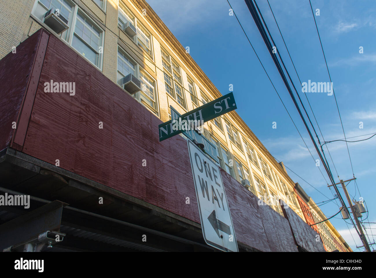 Hoboken, NJ, Stati Uniti d'America, scene di strada, cartelli stradali, edifici Foto Stock