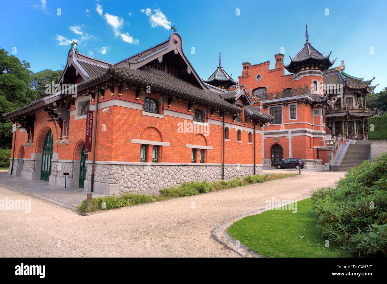 Il giapponese e il cinese padiglioni (1906, da Marcel Alexandre), Laeken, Bruxelles, Belgio Foto Stock