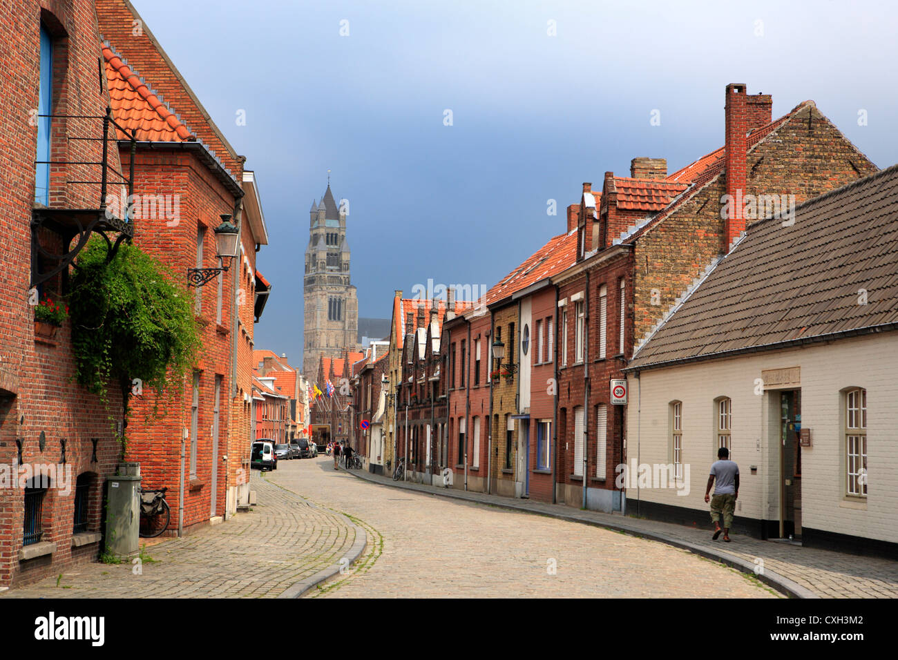 Street nella città vecchia di Bruges, Belgio Foto Stock