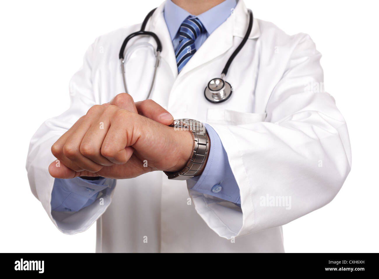 Medico controllando il tempo Foto Stock