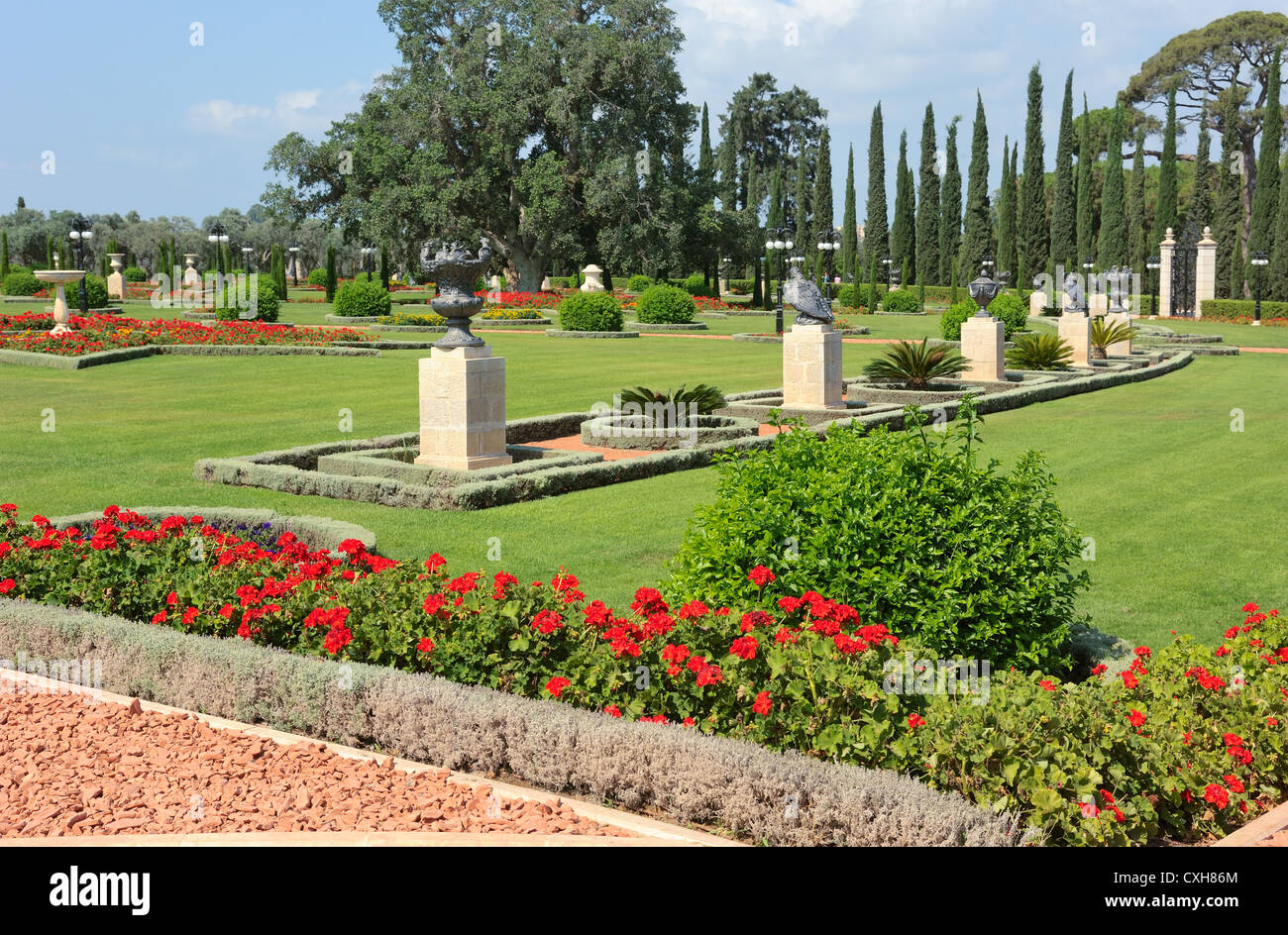 Giardini Bahai vicino alla città di Acri, Israele Foto Stock