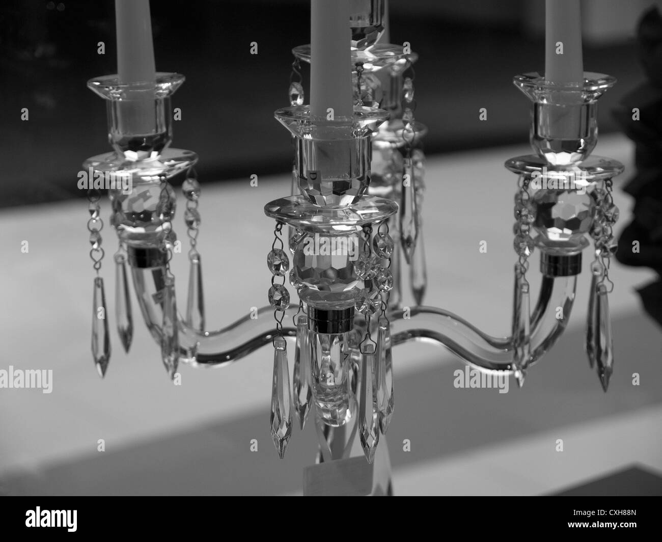 Antiquariato vetro cristallo portacandele Foto Stock