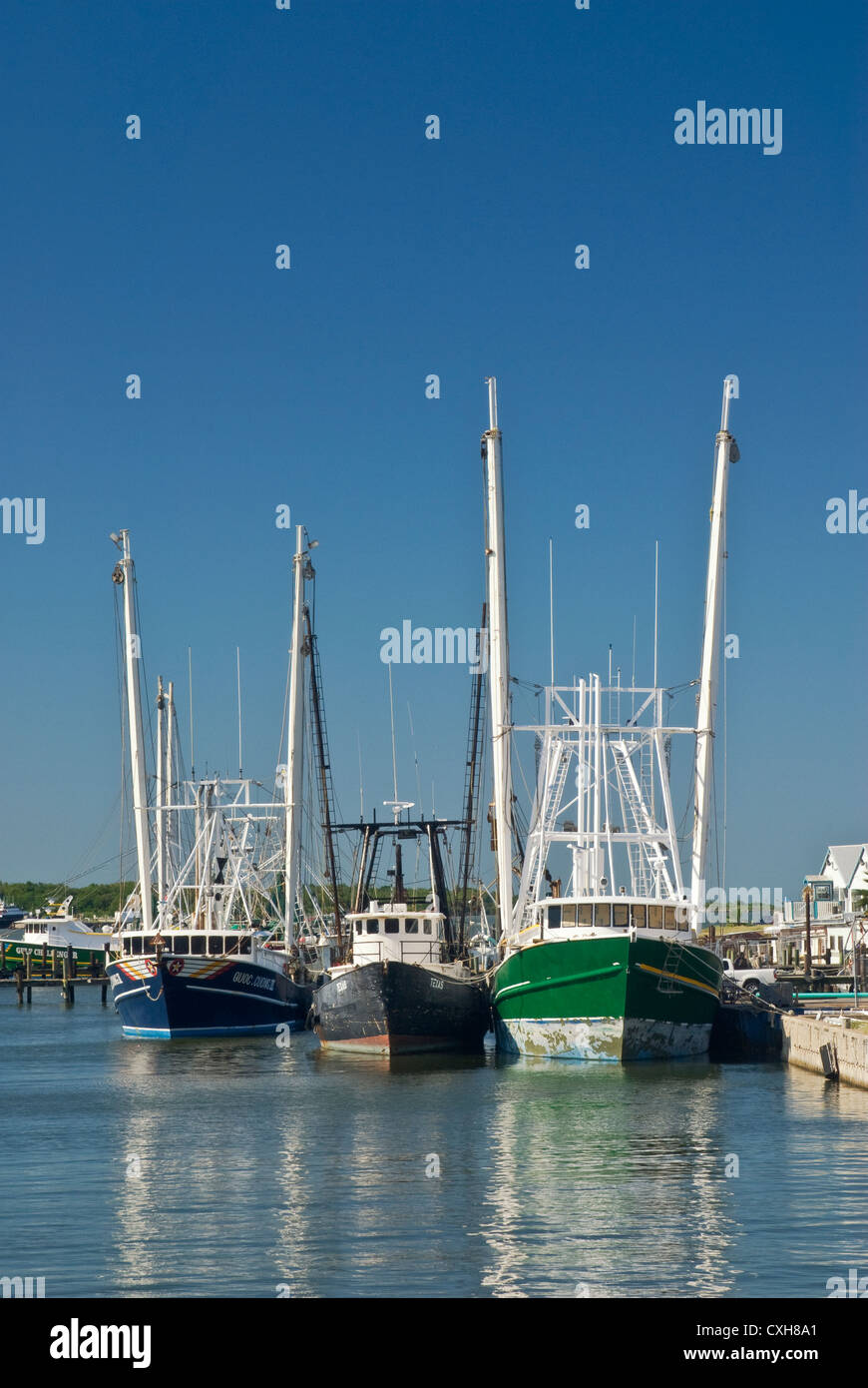 Shrimpers a Galveston, Texas, Stati Uniti Foto Stock