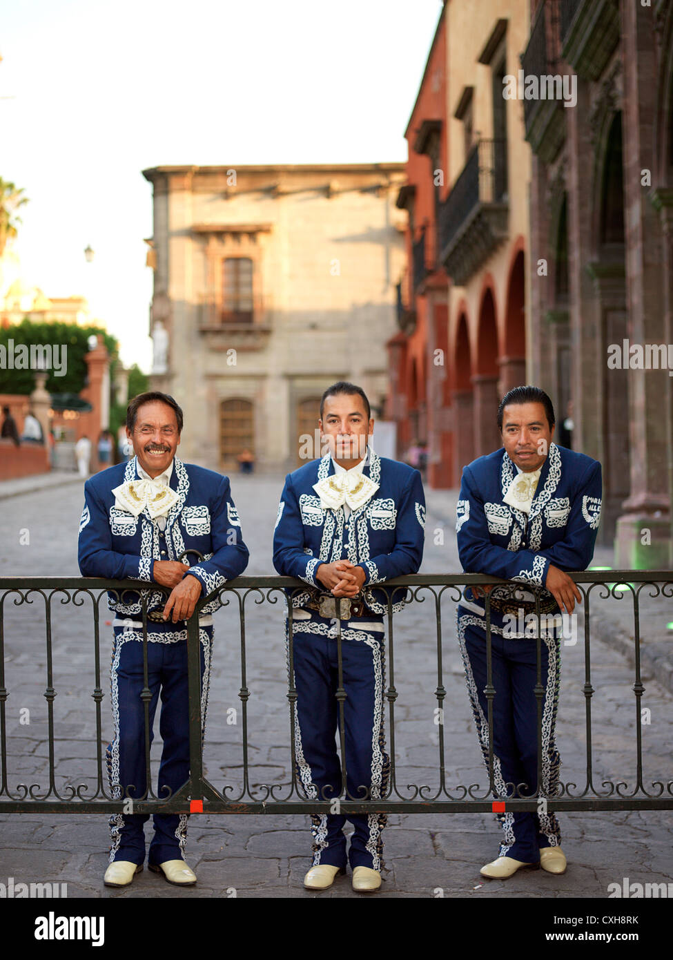La banda Mariachi denominata 'Mariachi Allende - un gruppo di famiglia formata da Antonio Rico e i suoi figli. Foto Stock