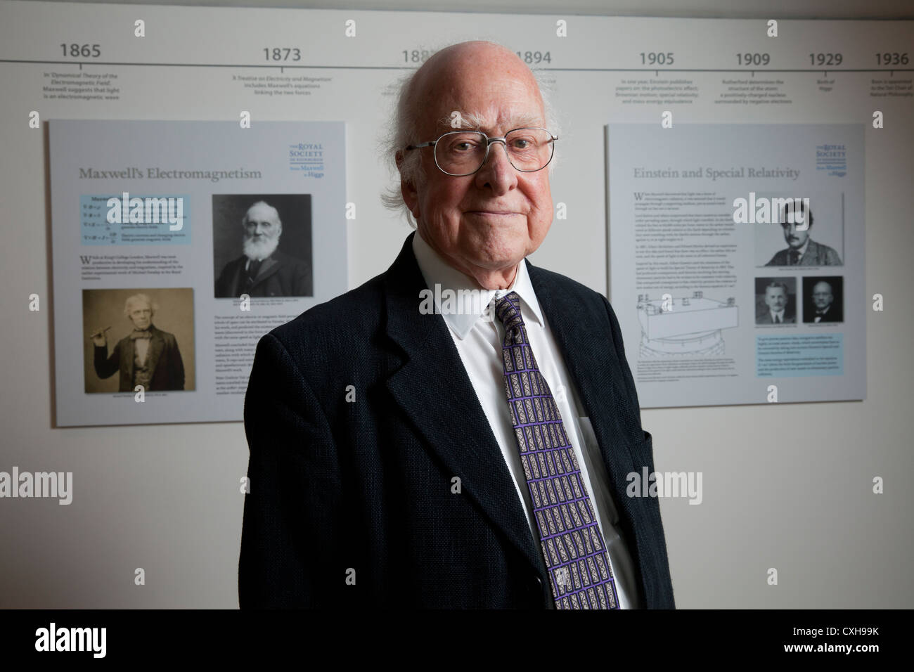 Il vincitore del Premio Nobel professor Peter Higgs, chi teorizza l esistenza della particella subatomica denominata il bosone di Higgs Boson Foto Stock