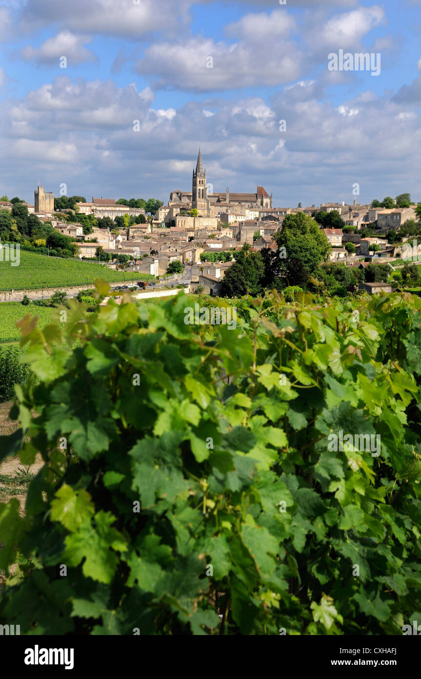 Villaggio di Saint-Emilion etichettato Les Plus Beaux Villages de France, Patrimonio dell'Umanità dell'UNESCO, Gironde, Nouvelle Aquitaine, Francia, Europa Foto Stock