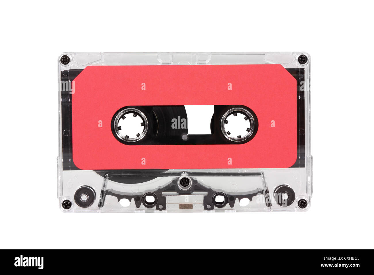 Vintage rosso vuoto cassetta audio isolato con percorso di clipping. Foto Stock