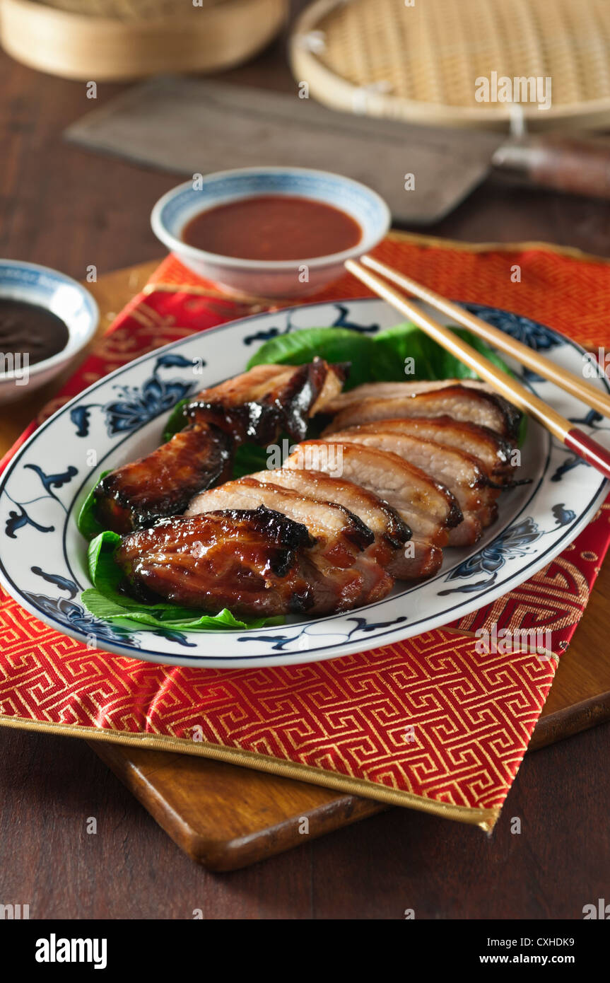 Char siu arrosto di maiale cibo cinese Foto Stock