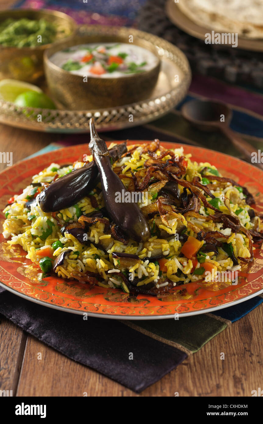 Biryani vegetale alimentare in India Foto Stock