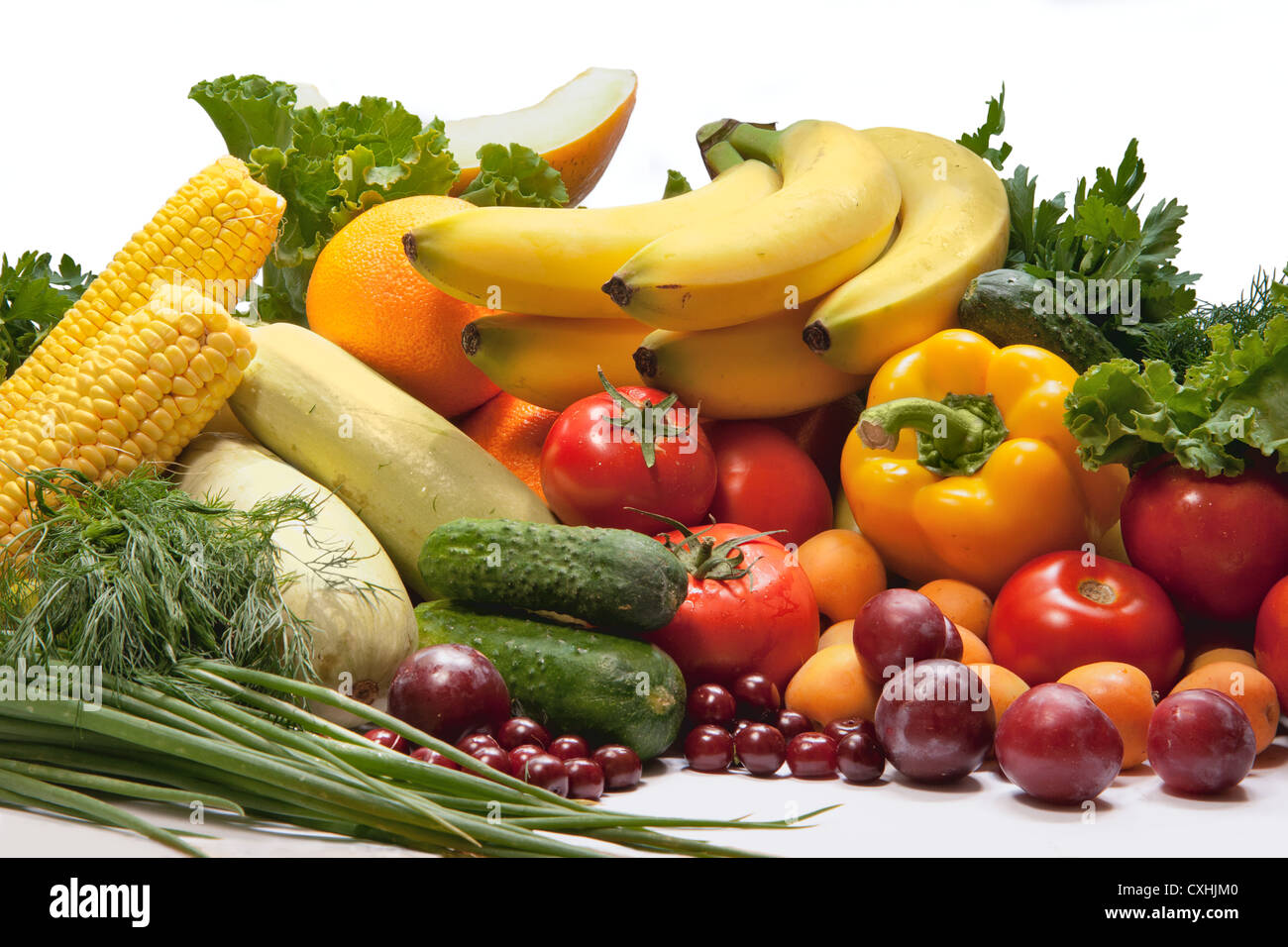 Gruppo di frutta e verdura Foto Stock