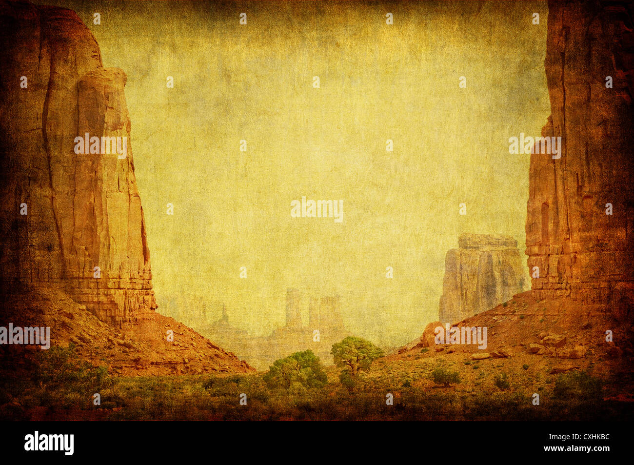 Grunge immagine della Monument Valley paesaggio Foto Stock